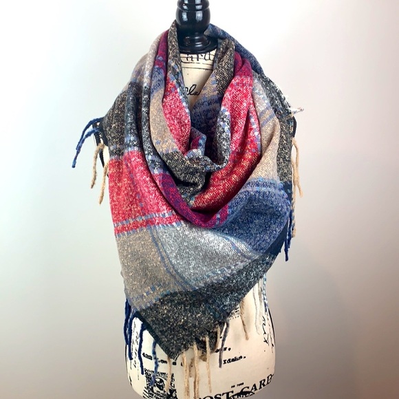 Colorful Plaid Soft Blanket Scarf - Picture 4 of 6